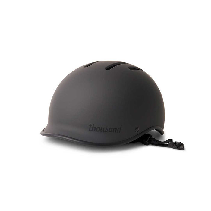 Left profile view of the Heritage 2.0 Bike & Skate Helmet in stealth black. @color_stealth black