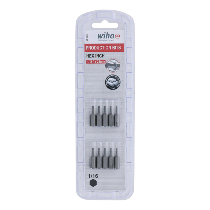 Hex Bit 1/16 - 25mm - 10 Pack
