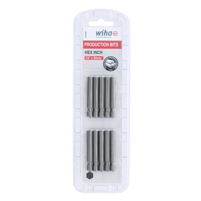 Hex Bit 1/4 - 50mm -  10 Pack