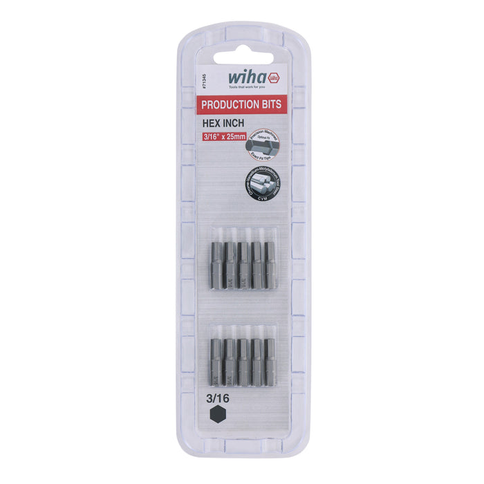 Hex Bit 3/16 - 25mm - 10 Pack