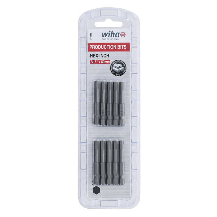 Hex Bit 3/16 - 50mm -  10 Pack