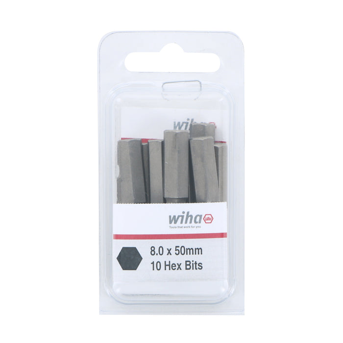 Hex Bit 8.0mm - 50mm -  10 Pack
