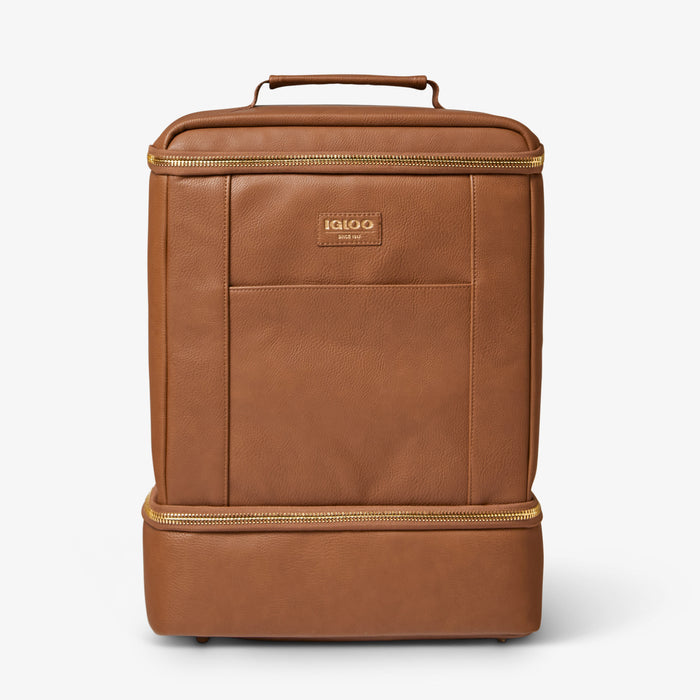 Front View | Igloo Luxe Dual Compartment Backpack::Cognac::