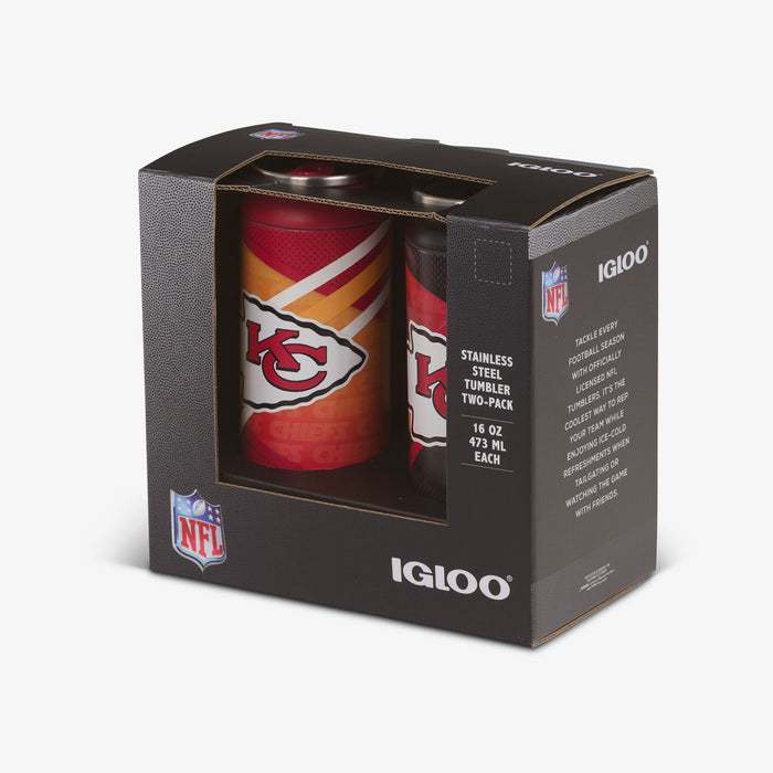 Packaging View | Kansas City Chiefs Home & Away 16 Oz Can 2-Pack::::Built-in coaster