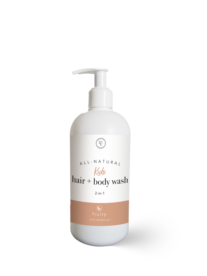 Natural kids hair and body wash for gentle cleansing, sensitive skin, and soft hair.