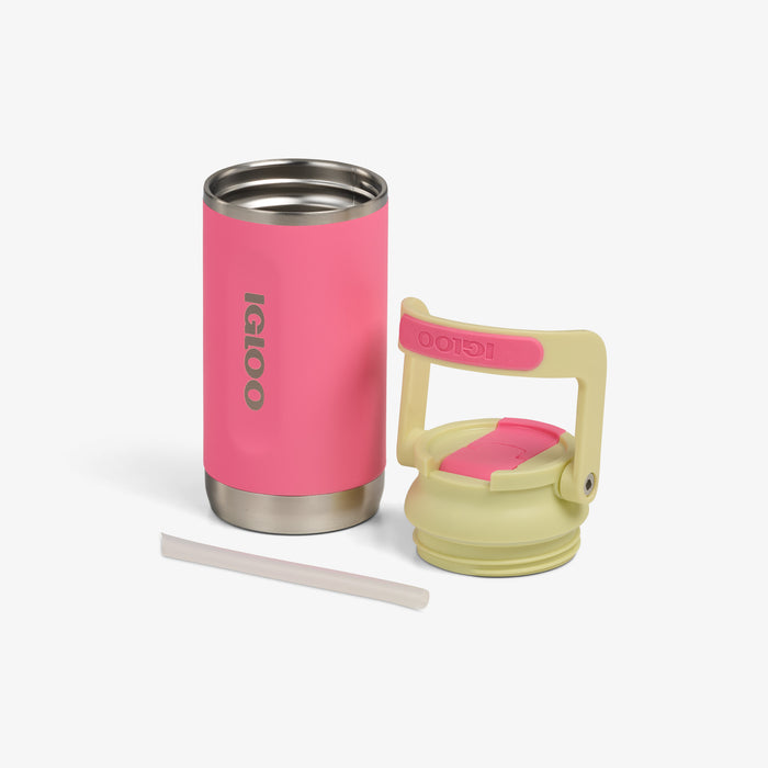Open View | Kids Lunch 12 Oz Sipper Bottle::Thrift Pink::Double-wall, vacuum-insulated