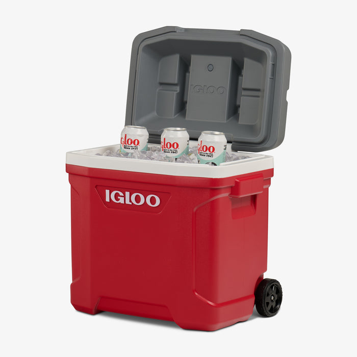 Open View | Latitude 30 Qt Roller Cooler::Red::THERMECOOL insulation