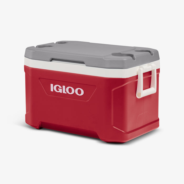 Angle View | Latitude 52 Qt Cooler::Red::Cup holders