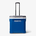 Front View | Latitude 60 Qt Roller Cooler::Blue::Locking/telescoping handle