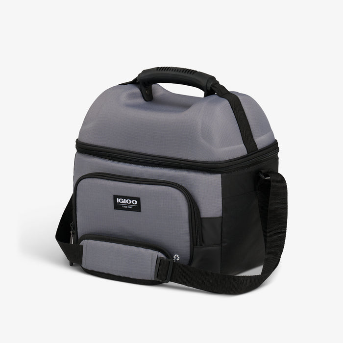 Angle View | Latitude Hardtop Gripper 22-Can Cooler Bag::Carbonite::Comfort-grip top handle