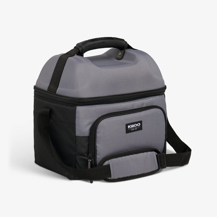 Angle View | Latitude Hardtop Gripper 22-Can Cooler Bag::Carbonite::Storage pocket