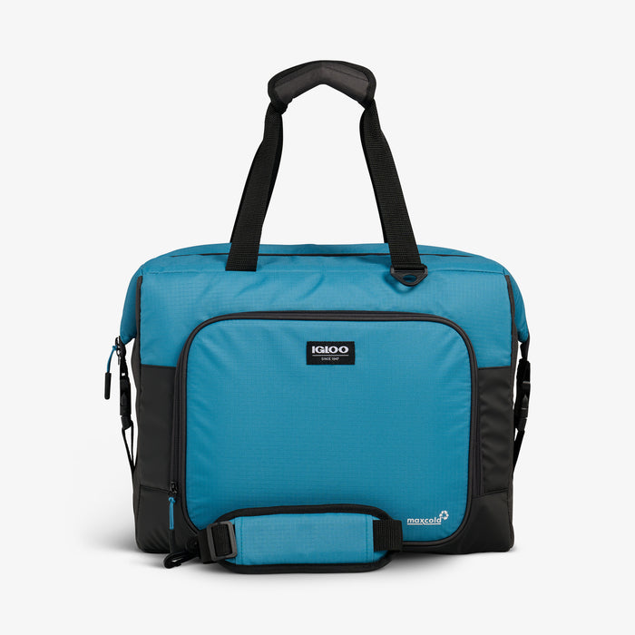 Front View | Latitude Snapdown 36-Can Cooler Bag::Modern Blue::Adjustable, removable shoulder strap