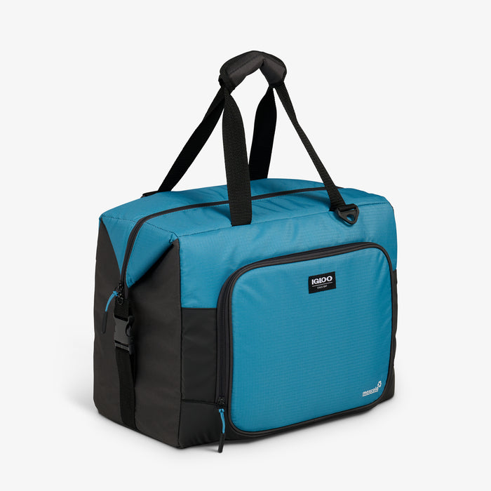 Angle View | Latitude Snapdown 36-Can Cooler Bag::Modern Blue::Storage pocket