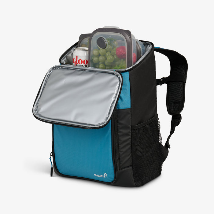 Open View | Latitude Top Grip 24-Can Backpack::Modern Blue::MaxCold insulation
