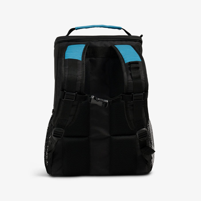 Back View | Latitude Top Grip 24-Can Backpack::Modern Blue::Adjustable, padded straps