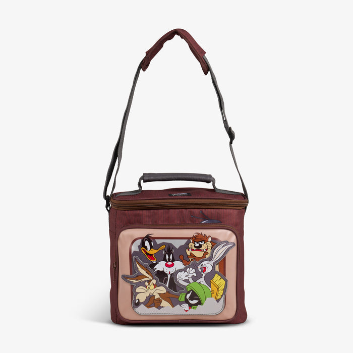 Strap View | Looney Tunes™ TV Square Lunch Cooler Bag::::Adjustable, padded shoulder strap