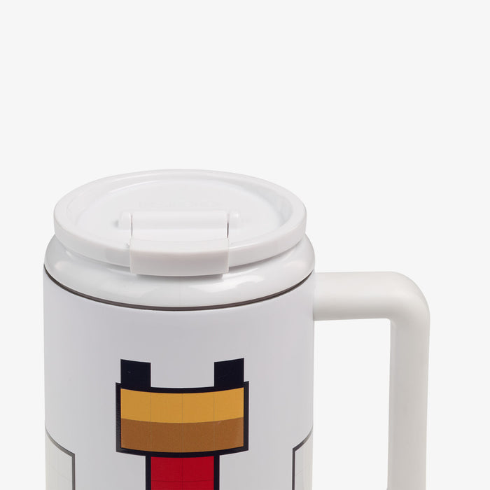 Lid Closed View | Minecraft Chicken Jockey 32 Oz Travel Mug::::Leakproof lid & leak-resistant straw