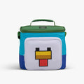 Front View | Minecraft Chicken Jockey Square Lunch Cooler Bag::::Silicone character detail on front