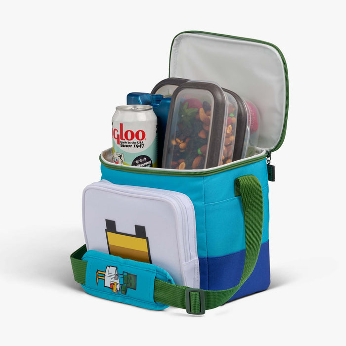 Open View | Minecraft Chicken Jockey Square Lunch Cooler Bag::::Screenprint on shoulder pad