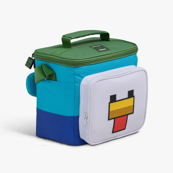 Angle View | Minecraft Chicken Jockey Square Lunch Cooler Bag::::Storage pocket