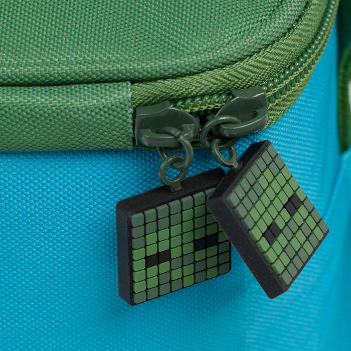 Zipper View | Minecraft Chicken Jockey Square Lunch Cooler Bag::::Zombie zipper pulls