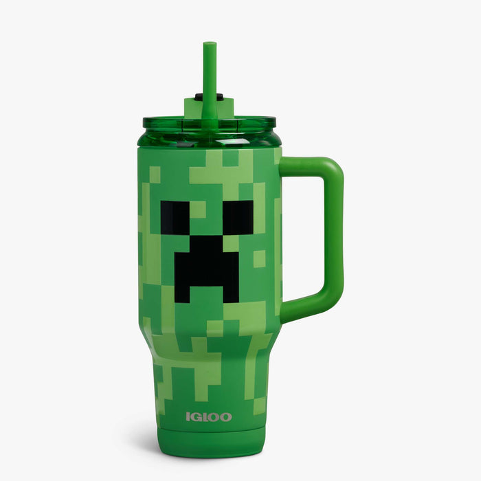Front View | Minecraft Creeper 32 Oz Travel Mug::::Textured/3D character print