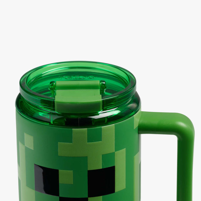 Lid Closed View | Minecraft Creeper 32 Oz Travel Mug::::Leakproof lid & leak-resistant straw