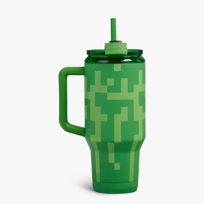 Back View | Minecraft Creeper 32 Oz Travel Mug::::Side handle