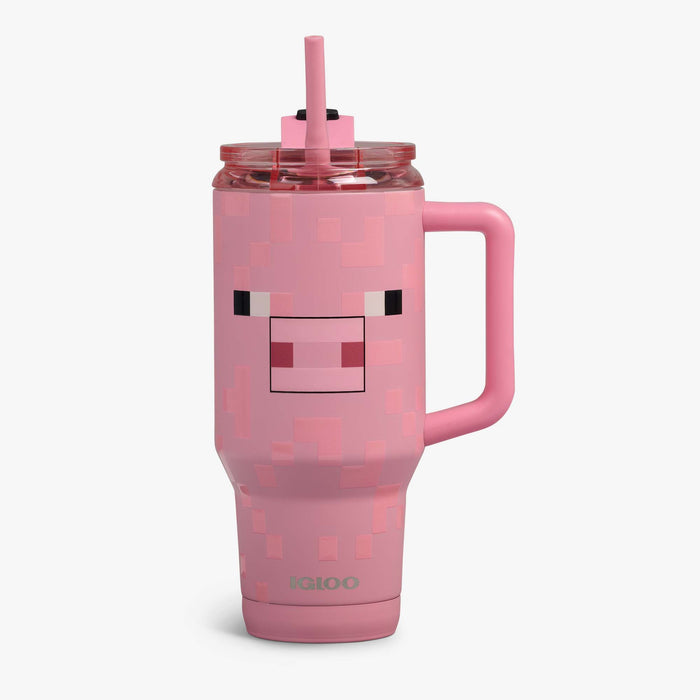 Front View | Minecraft Pig 32 Oz Travel Mug::::Textured/3D character print