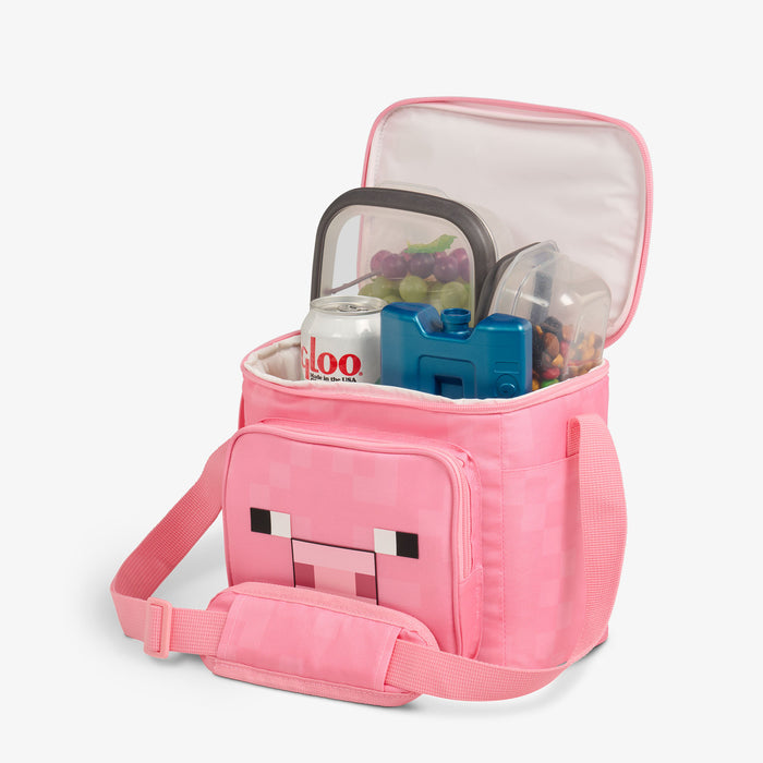Open View | Minecraft Pig Square Lunch Cooler Bag::::Insulated liner
