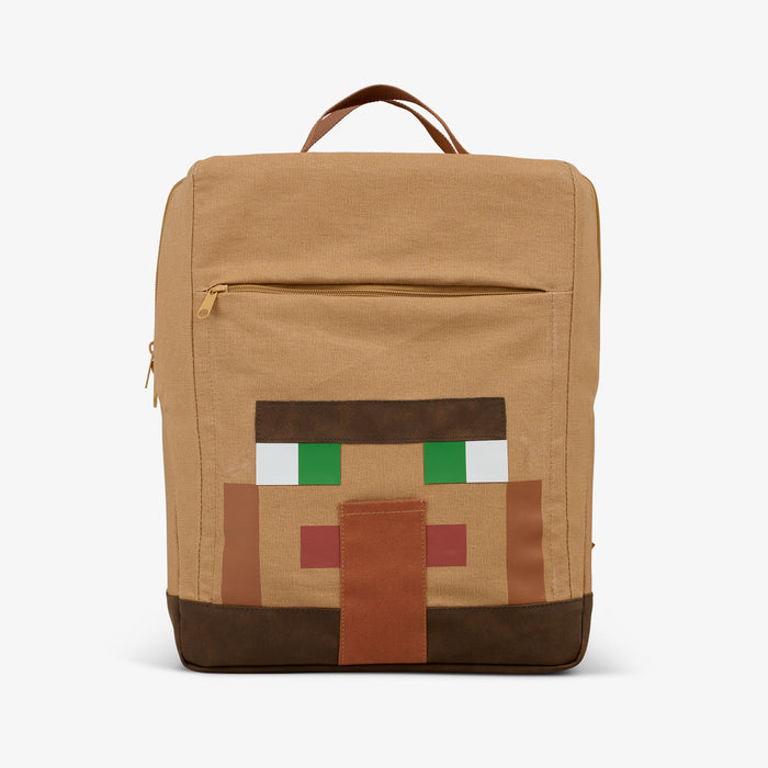Front View | Minecraft Villager 20-Can Backpack::::Faux-suede bottom