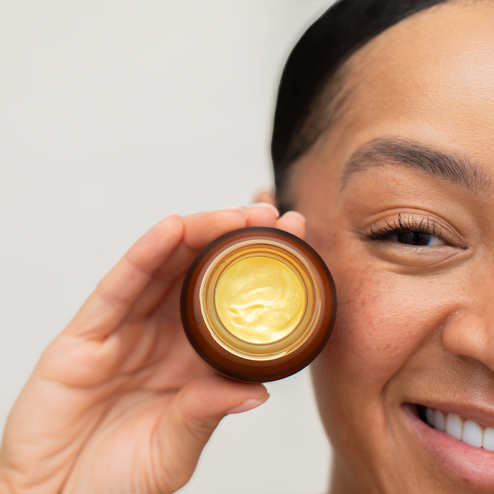 Open jar image: Rich face cream with a smooth, creamy texture for dry skin and daily hydration.