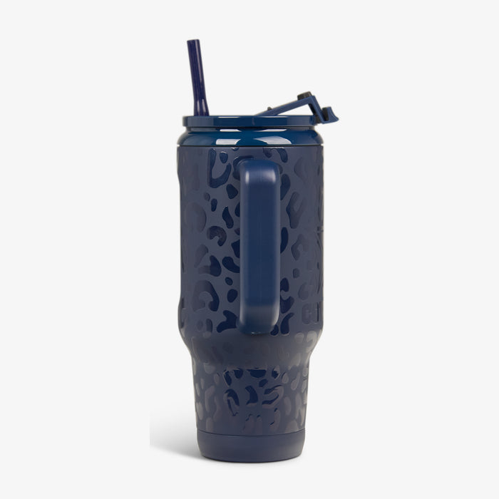 Profile View | NFL 32 Oz Leopard Flip ‘n’ Sip Travel Mug::Cowboys::Side handle