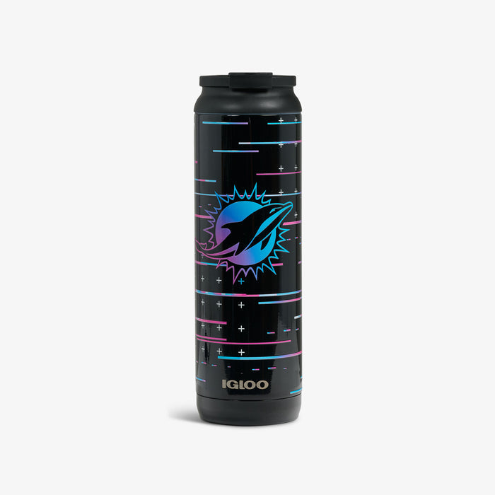 Front View | NFL Neon Miami Dolphins 20 Oz Flip ‘n’ Sip Tumbler::::Limited-edition NFL Neon design