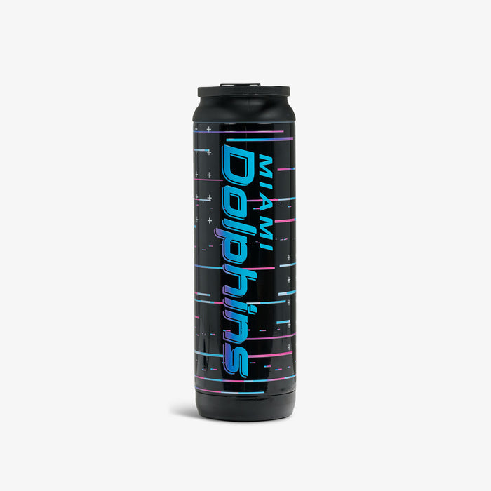 Back View | NFL Neon Miami Dolphins 20 Oz Flip ‘n’ Sip Tumbler::::Fits in standard cup holders