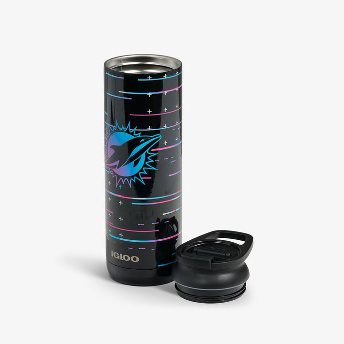 Lid Off View | NFL Neon Miami Dolphins 20 Oz Flip ‘n’ Sip Tumbler::::Wide opening