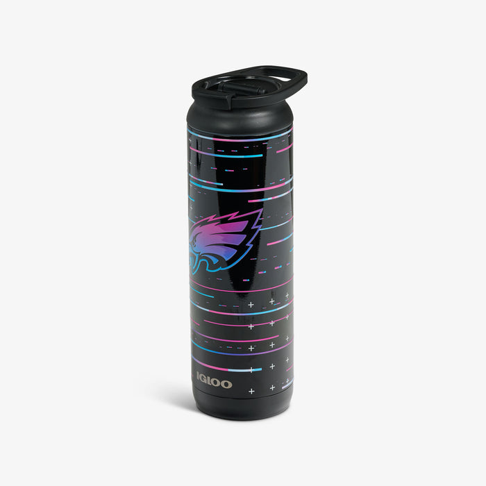 Angle View | NFL Neon Philadelphia Eagles 20 Oz Flip ‘n’ Sip Tumbler::::Double-wall, vacuum-insulated