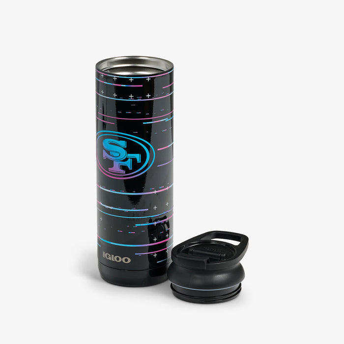 Lid Off View | NFL Neon San Francisco 49ers 20 Oz Flip ‘n’ Sip Tumbler::::Wide opening