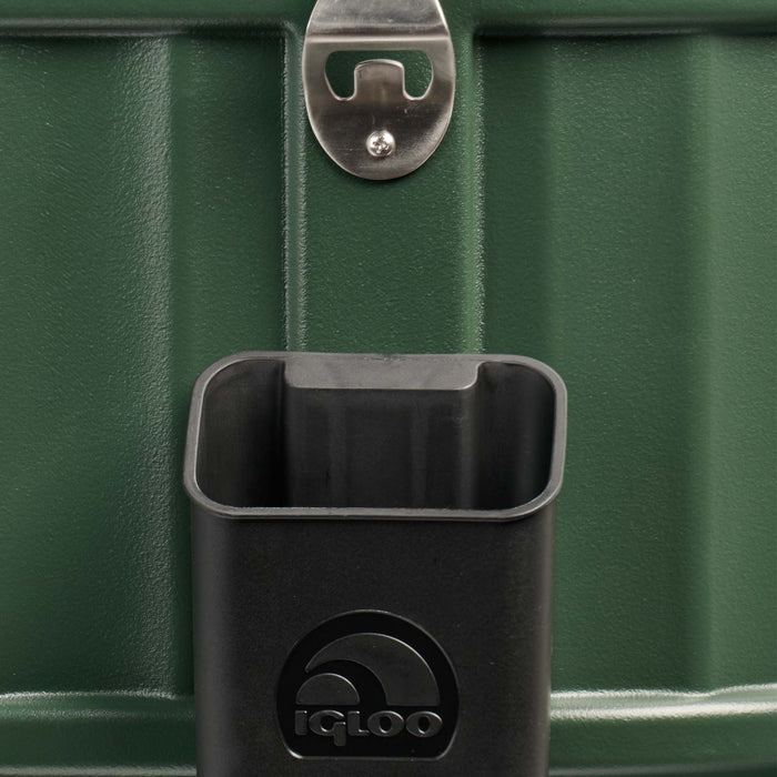 Details View | Party Bar 125 Qt Cooler::Oil Green::Bottle opener & catch bin