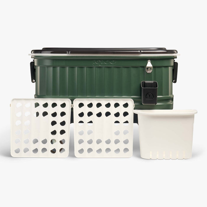 Accessories View | Party Bar 125 Qt Cooler::Oil Green::Removable drink dividers
