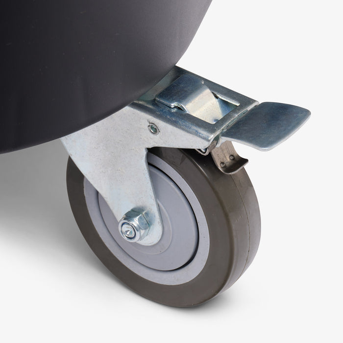 Wheel View | Party Bar 125 Qt Cooler::Oil Green::Locking caster wheels