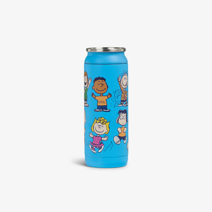 Angle View | Peanuts Dancing 16 Oz Can::::Durable stainless steel