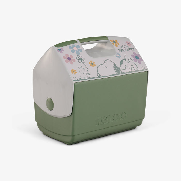 Angle View | Peanuts Take Care of the Earth ECOCOOL® Playmate Elite 16 Qt Cooler::::Push-button lid
