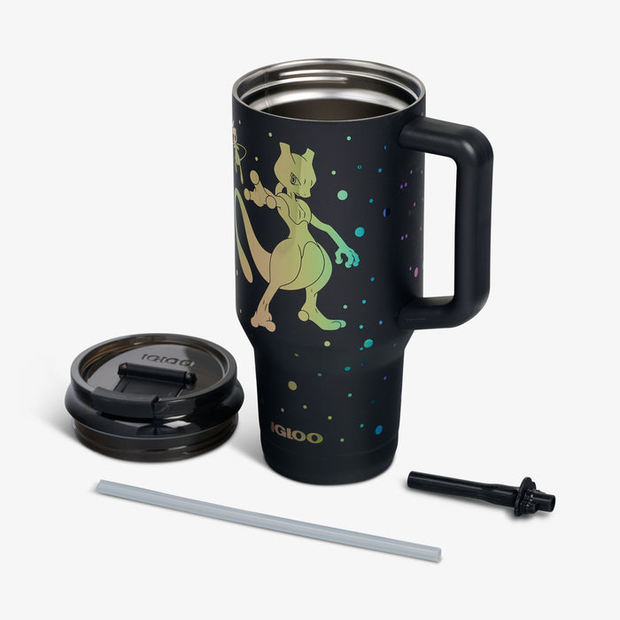 Open View | Pokémon Mew & Mewtwo 32 Oz Travel Mug::::Double-wall, vacuum-insulated