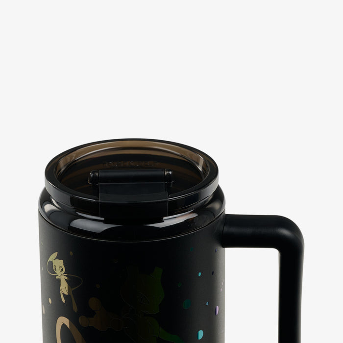 Lid Closed View | Pokémon Mew & Mewtwo 32 Oz Travel Mug::::Leakproof lid & leak-resistant straw