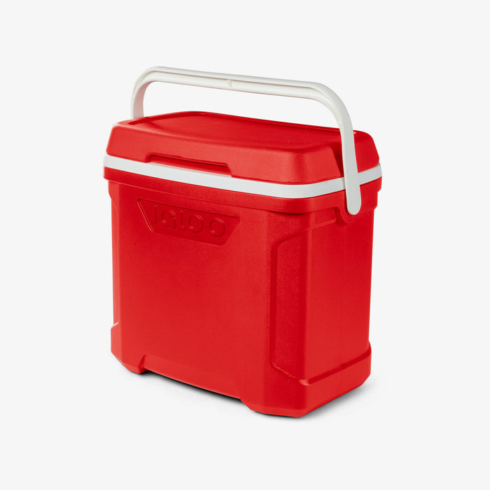 Angle View | Profile II 30 Qt Cooler::Red Star::Swing-up bail handle