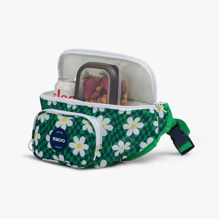 Open View | Retro Fanny Pack::Psychedelic Daisy::Front zip pocket