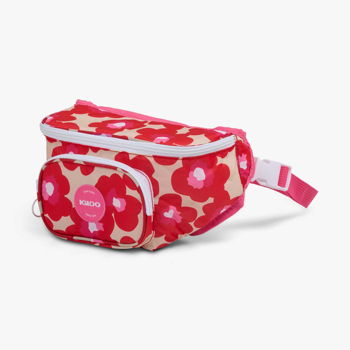 Angle View | Retro Fanny Pack::Mod Floral::Adjustable waist strap