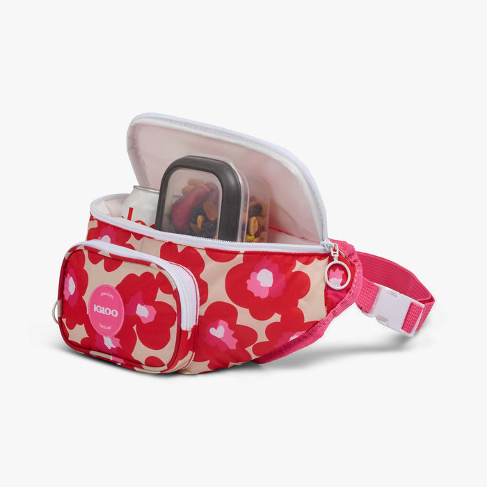 Open View | Retro Fanny Pack::Mod Floral::Front zip pocket