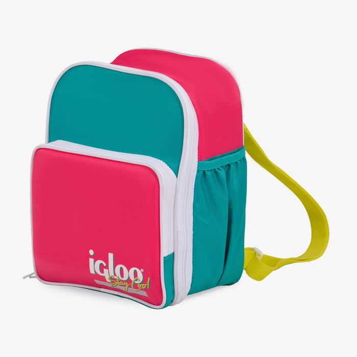 Angle View | Retro Mini Convertible Backpack::Jade::Hydration pockets
